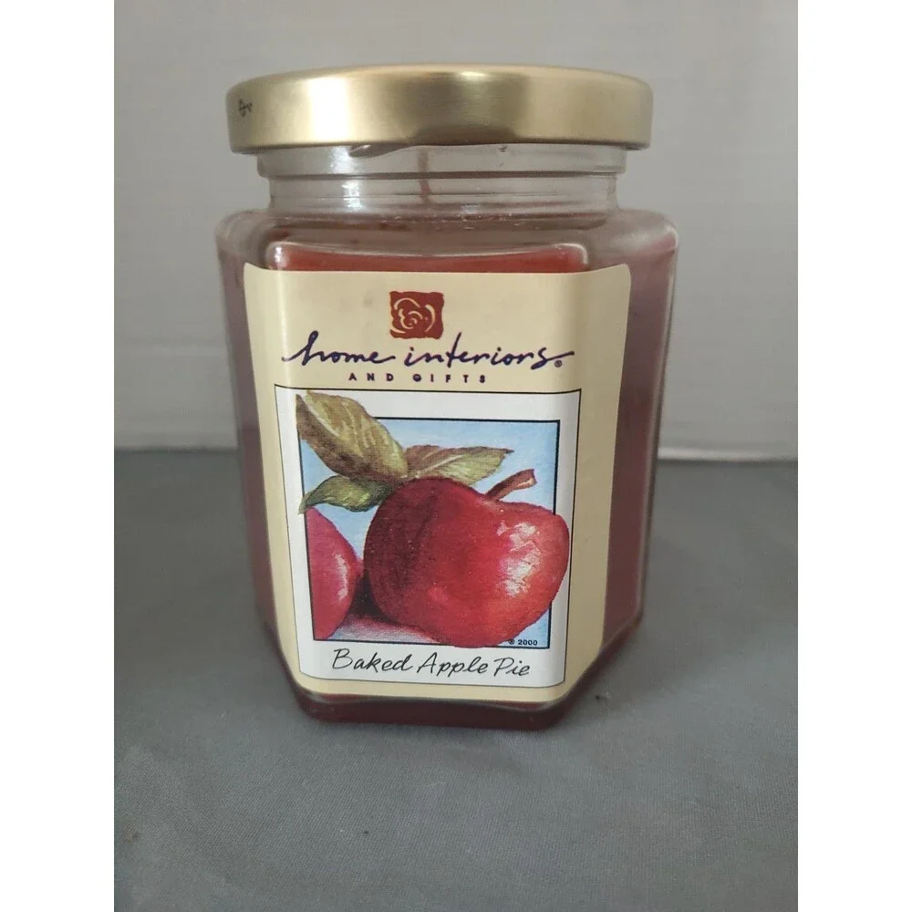 Vintage Home Interiors Baked Apple Pie Candle New Octagon Jar 2000 Y2K